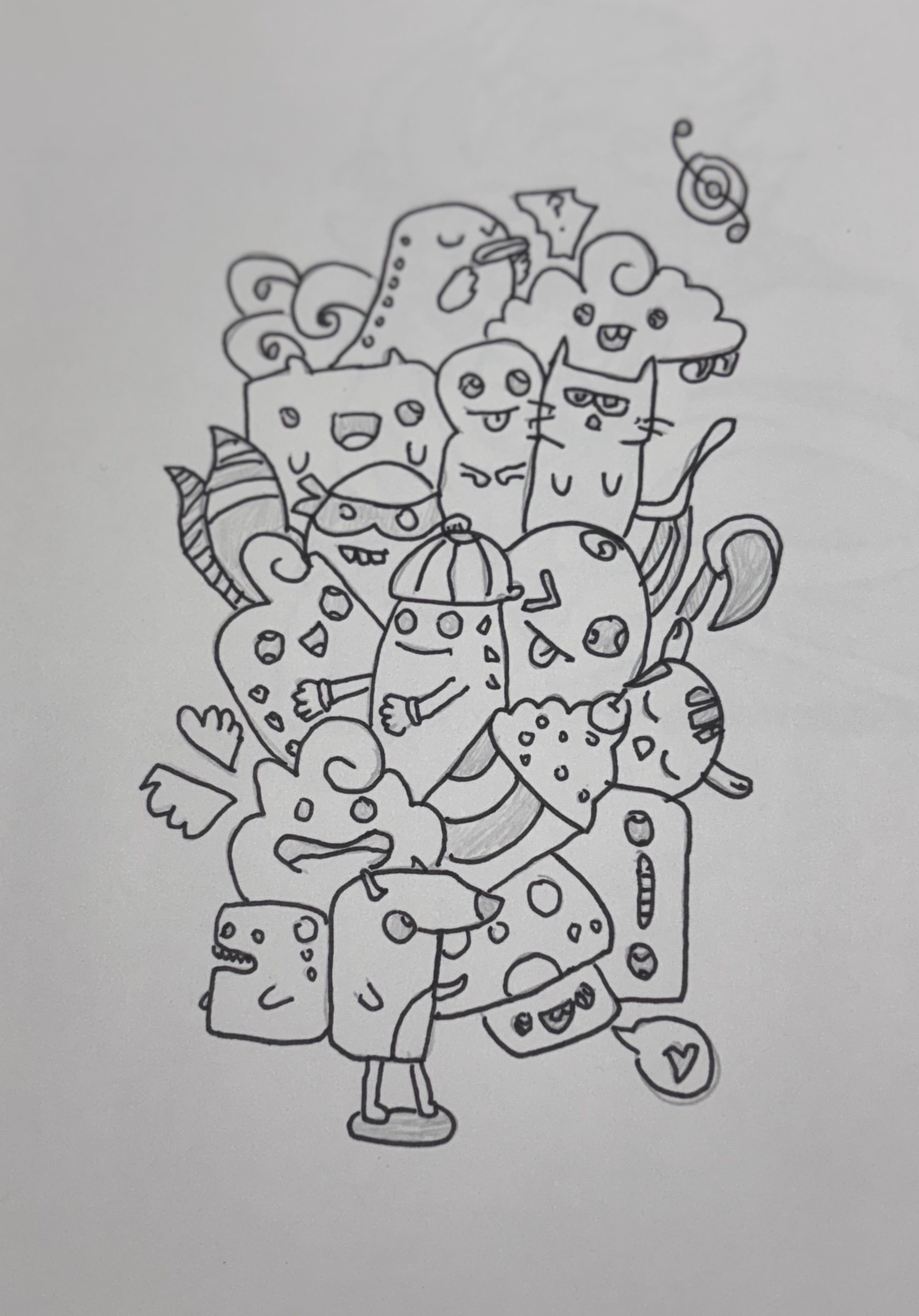 Doodle Art Print – Original Hand-Drawn Illustration, Wall Decor